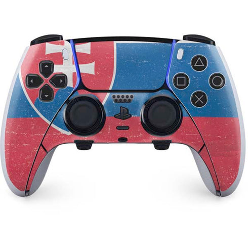 Slovakia Flag Distressed PS5 DualSense Edge Pro Controller Skin